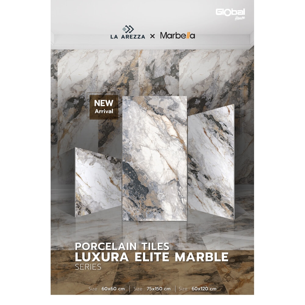 Marbella กระเบื้องพอร์ซเลนปูพื้น 60x60 ซม. รุ่น อิตาโน่ XQ3406 ผิวเงา random (4P)