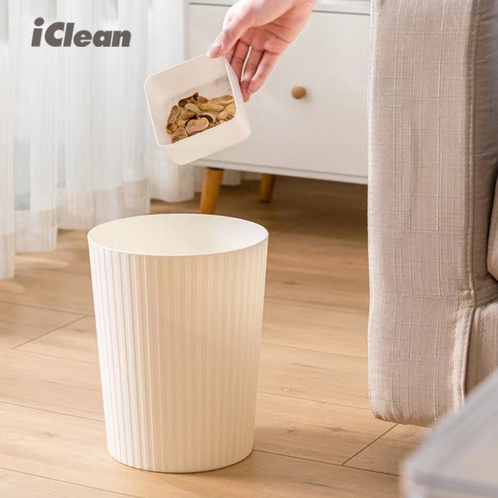 ICLEAN ถังขยะไม่มีฝาทรงกลม 10 ลิตร รุ่น 917157 ขนาด 22.5×22.5×34 ซม. สีขาว