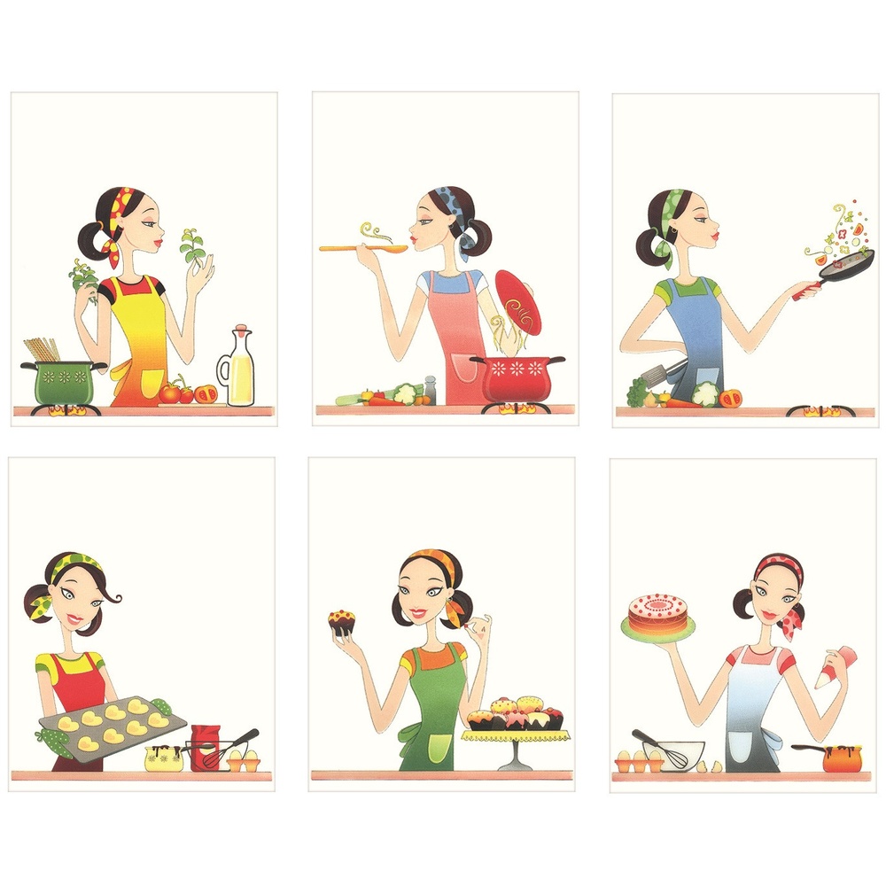 ARTE กระเบื้องผนังภาพชุด 8x10 นิ้ว แม่ครัว (6P/SET)