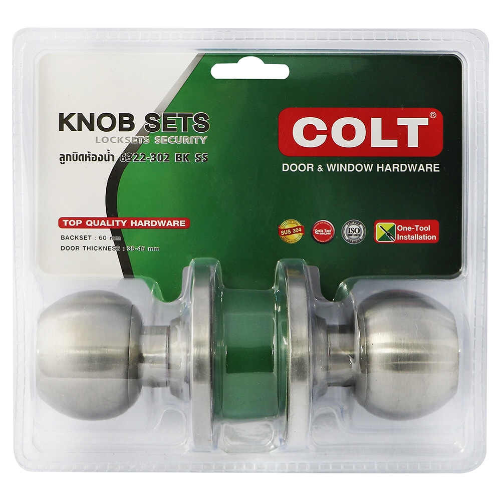 COLT ลูกบิดห้องน้ำ จานใหญ่ สเตนเลส-304 รุ่น 6322-302 SS สีสเตนเลส