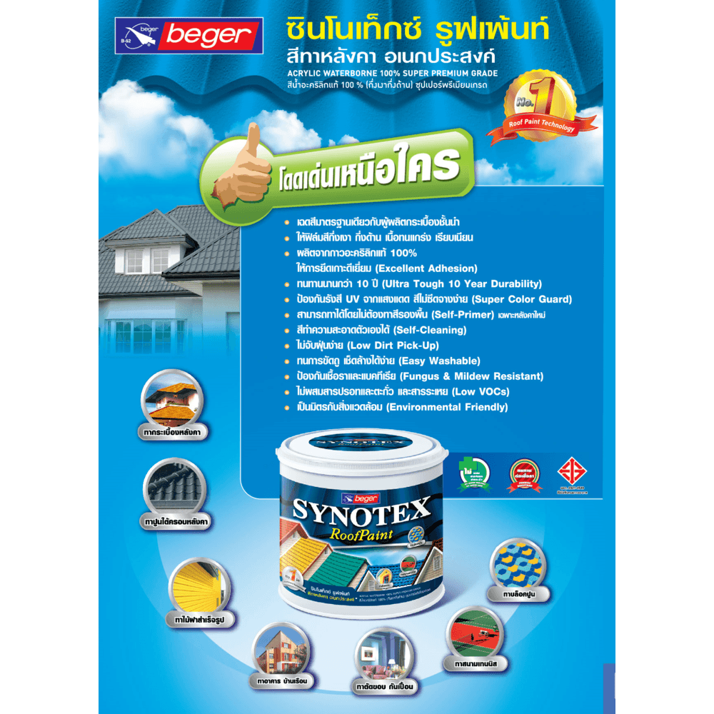 Beger สีทาหลังคา ซินโนเท็กซ์ R-3011 1กล. Classic Grey