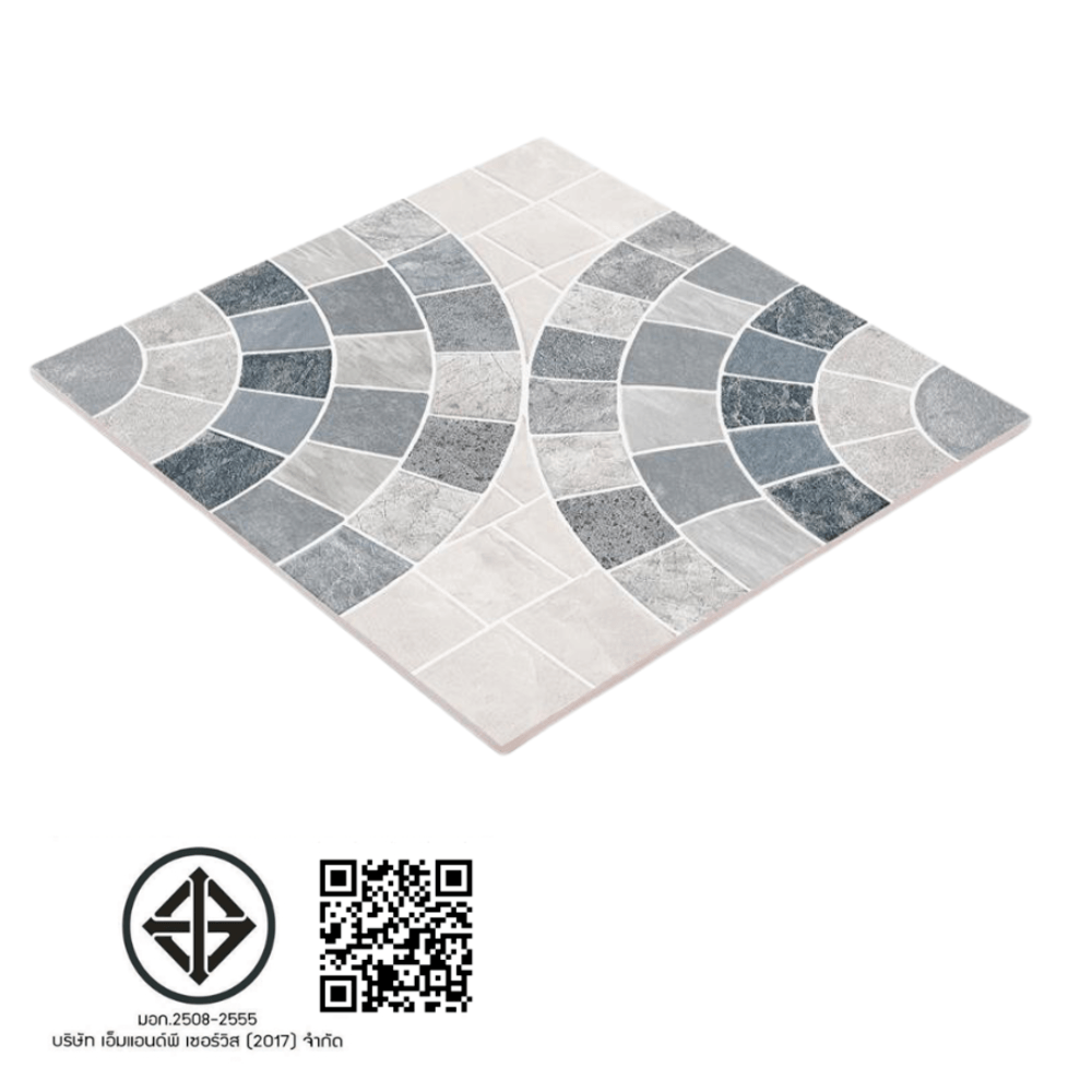 Marbella กระเบื้องเซรามิคปูพื้น 40X40 ซม. รุ่น ไซเคิล บล็อก เกรย์ AG58 Matt (12P)