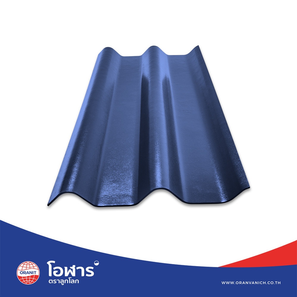 โอฬาร กระเบื้องหลังคาลอนคู่ 0.5x50x150ซม. สีประกายน้ำเงินไพลิน