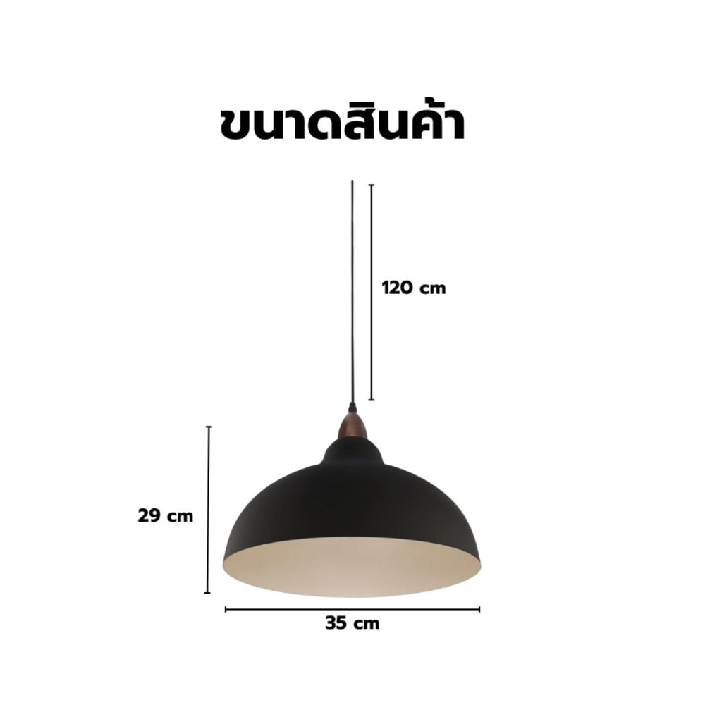 EILON โคมไฟแขวนเพดาน ขั้วE27 รุ่น CDD2023-821 สีดำ