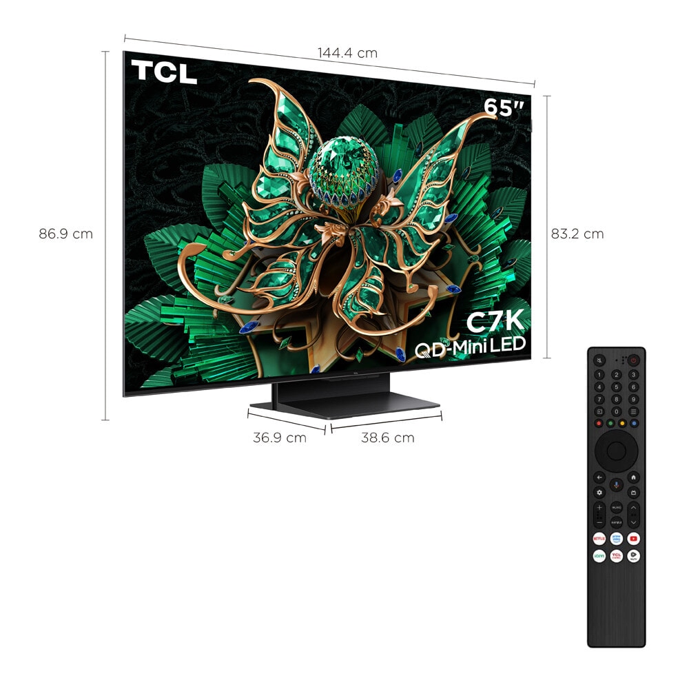 TCL โทรทัศน์ QD mini LED 4K TV ขนาด 65 นิ้ว รุ่น 65C7K สีดำ