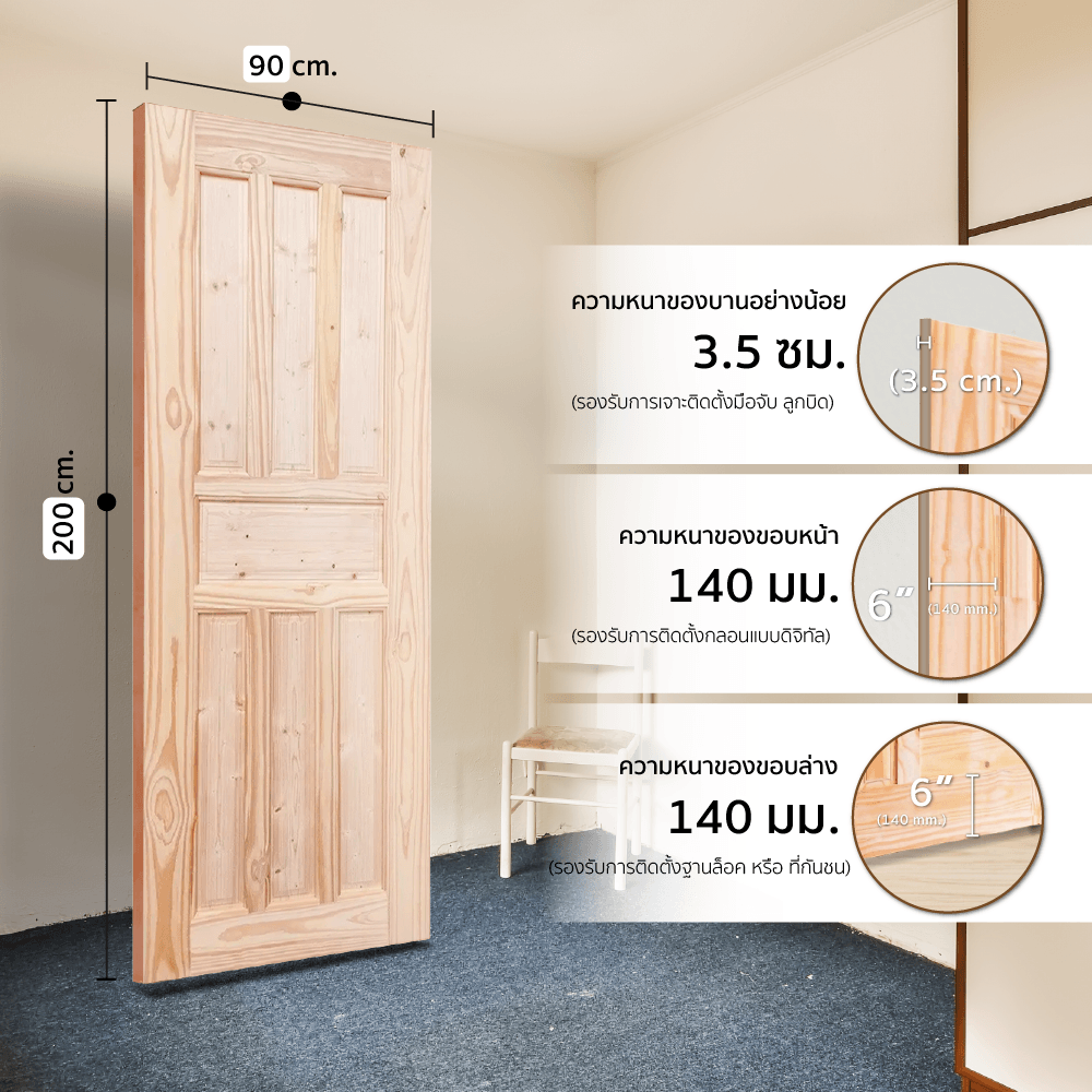 WINDOORS ประตูลวดลาย CE 115 สนNz 90x200cm.