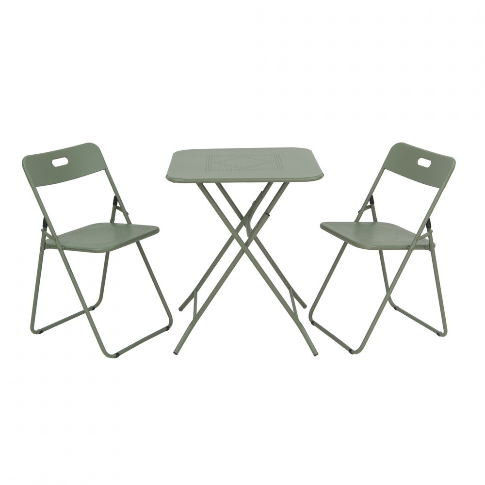 SUMMER SET ชุดโต๊ะสนาม 2 ที่นั่ง รุ่น MORTAR-GREEN โต๊ะ:60x60x73 ซม. เก้าอี้: 44x45x76 ซม. สีเขียว