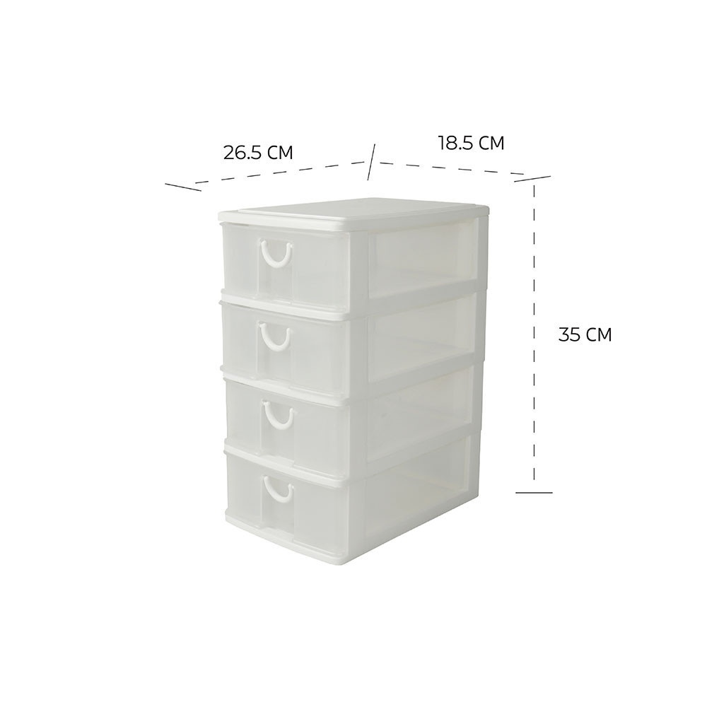 SMITH ลิ้นชักเล็ก 4 ชั้น #5808 ขนาด 18.5x26.5x35 ซม. สีขาว