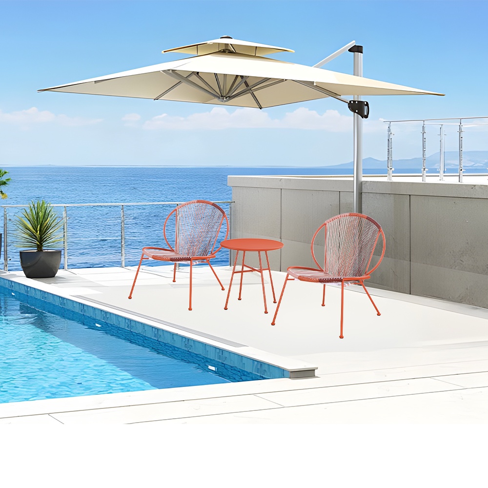 SUMMER SET ชุดโต๊ะสนาม 2 ที่นั่ง รุ่น  Kenzo ขนาด โต๊ะ : 50x50x45 ซม. ขนาดเก้าอี้ : 76x60x84 ซม. สีแดง (1/2)