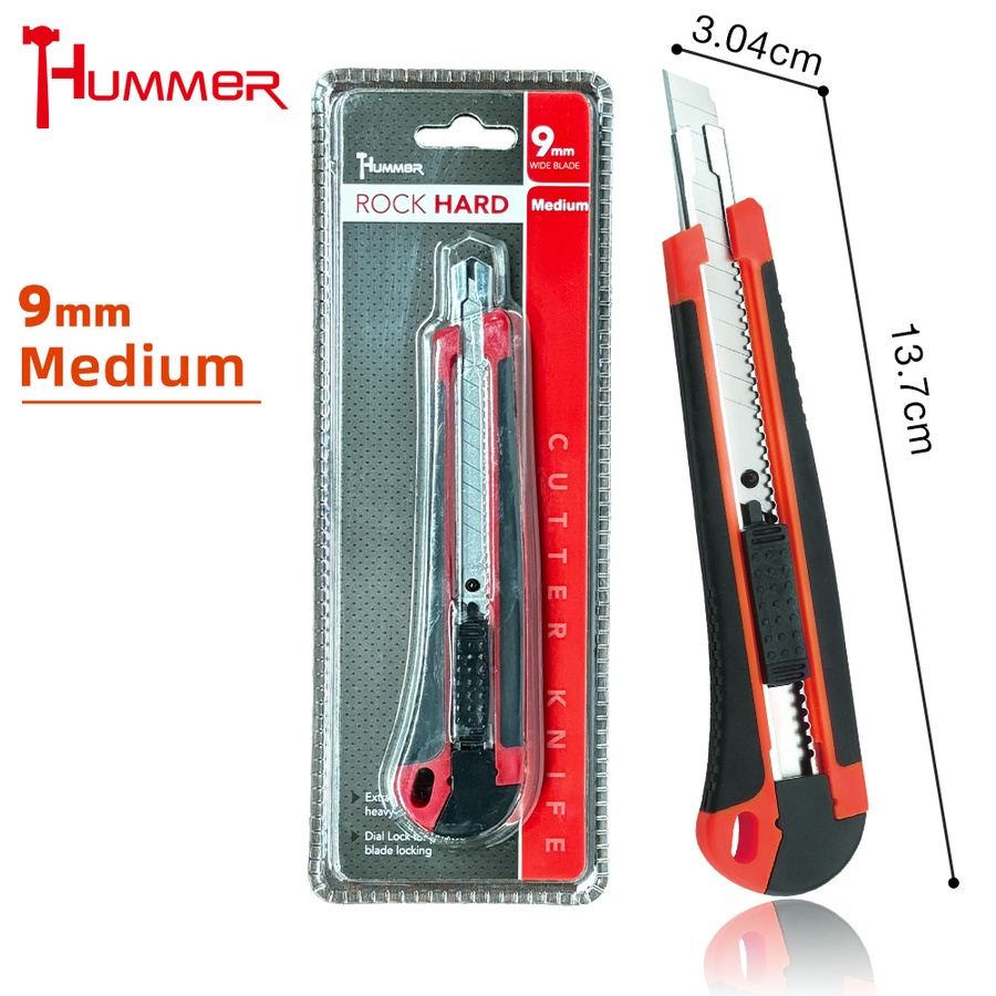 HUMMER คัตเตอร์ ขนาด 9มิล Medium รุ่น MWG-206 (ABS+TPR)