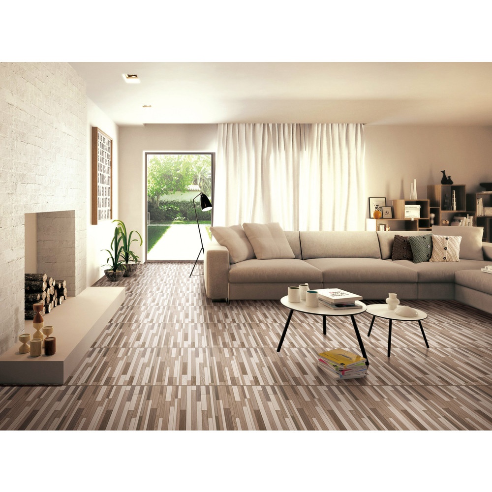 Marbella กระเบื้องเซรามิคปูพื้น 40X40 ซม. รุ่น เลโก้วู๊ด บราว เกรย์ FAM4803 Satin (12P)