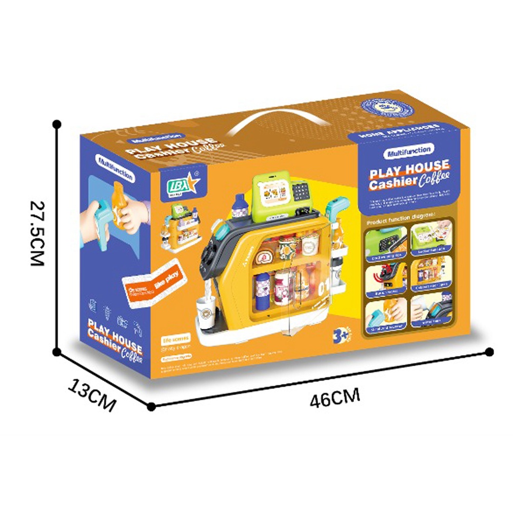 TOYS ของเล่นเครื่องแคชเชียร์คิดเงินพร้อมอุปกรณ์กาแฟ รุ่น GJJ-H-94 ขนาด 46x13x27.5 ซม. คละสี