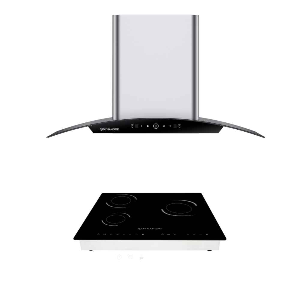 DYNAHOME ชุดเซ็ทเครื่องดูดควัน DH-219-9S + เตาไฟฟ้า DH-301A สีขาว