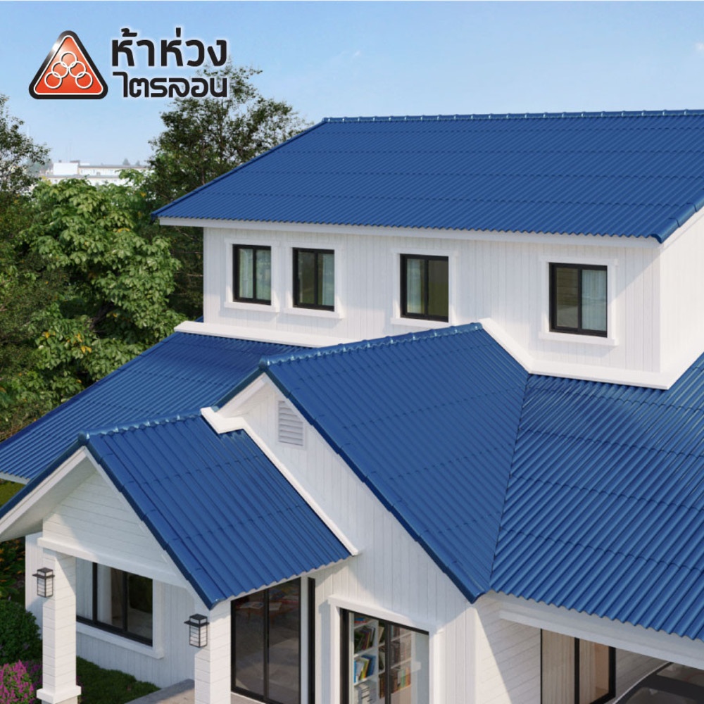 ห้าห่วง กระเบื้องหลังคาไตรลอน 0.50x50x120ซม. สีฟ้ามุกแพลทตินั่ม
