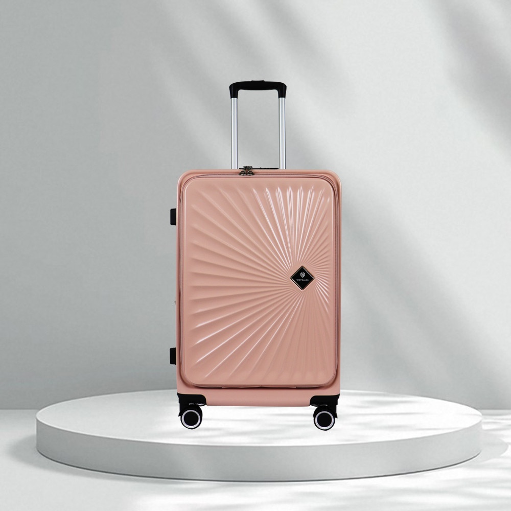 WETZLARS กระเป๋าเดินทาง ขนาด 28 นิ้ว พร้อมช่องใส่ของด้านหน้า รุ่น Blossom-01 ขนาด 29x51x70 ซม. สีชมพูทะเล