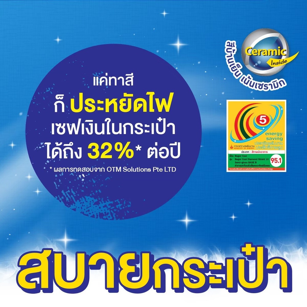Beger สีน้ำอะครีลิค เบเยอร์คูล ไดมอนด์ชิลด์ 7 ปี ภายนอก 9ลิตร เบส A