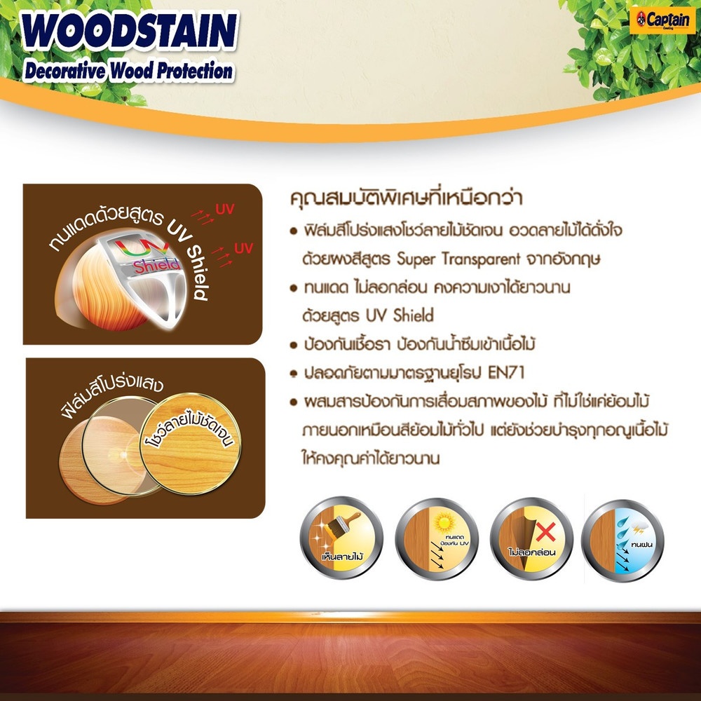Captain สีย้อมไม้กัปตัน วู๊ดสเตน เงา #CW99 1 กล. สีใส