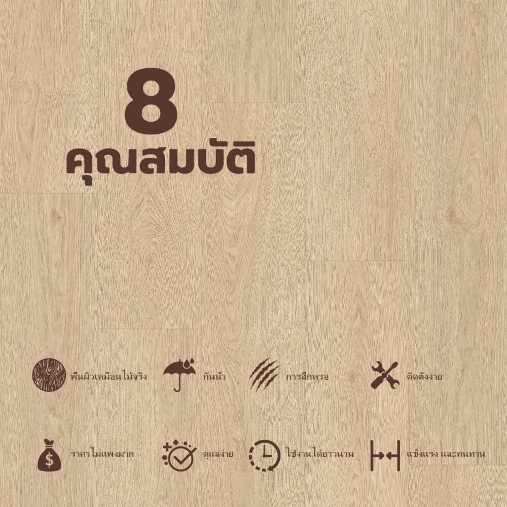 แผ่นปูพื้น SPC Click lock 230x1500x5มม +1มม IXPE  รุ่น AMG7141-2 สี light oak (2.07ตรม./6แผ่น)
