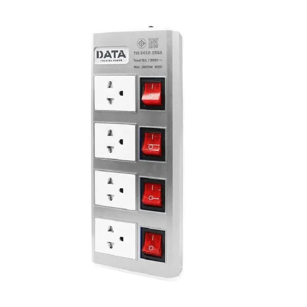 DATA ปลั๊กไฟ 4 ช่อง 4 สวิตซ์ 5 เมตร 16A 3600W