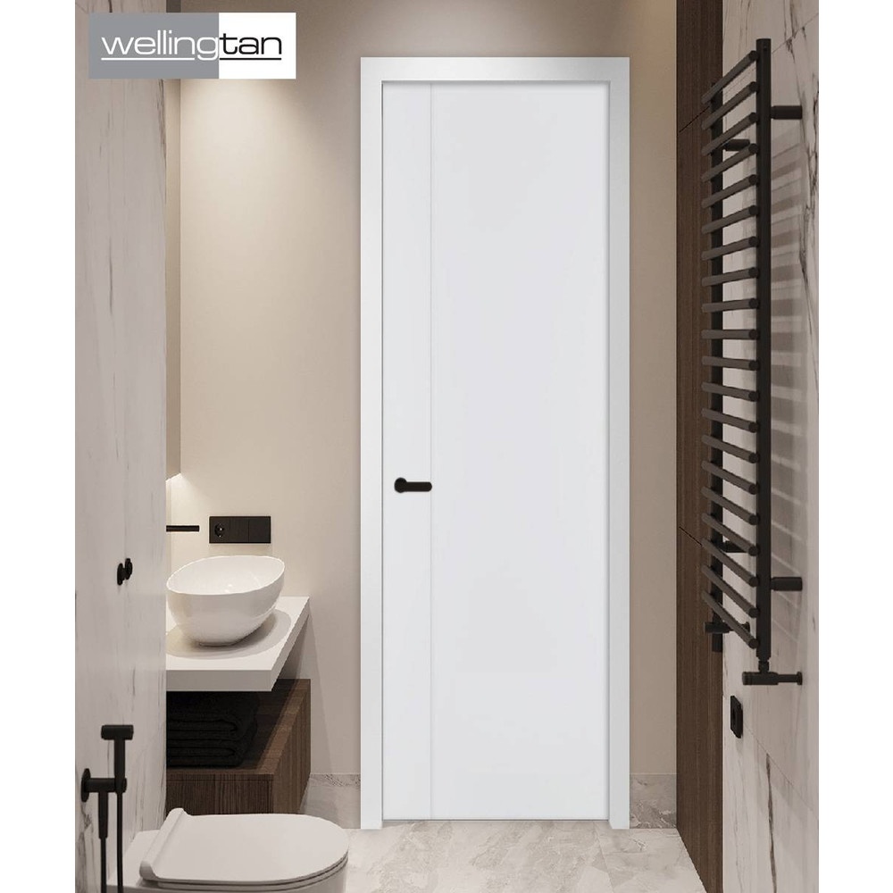 WELLINGTAN ประตูยูพีวีซี เซาะร่อง MG1 70x200 ซม. สีขาว (ไม่เจาะรูลูกบิด)