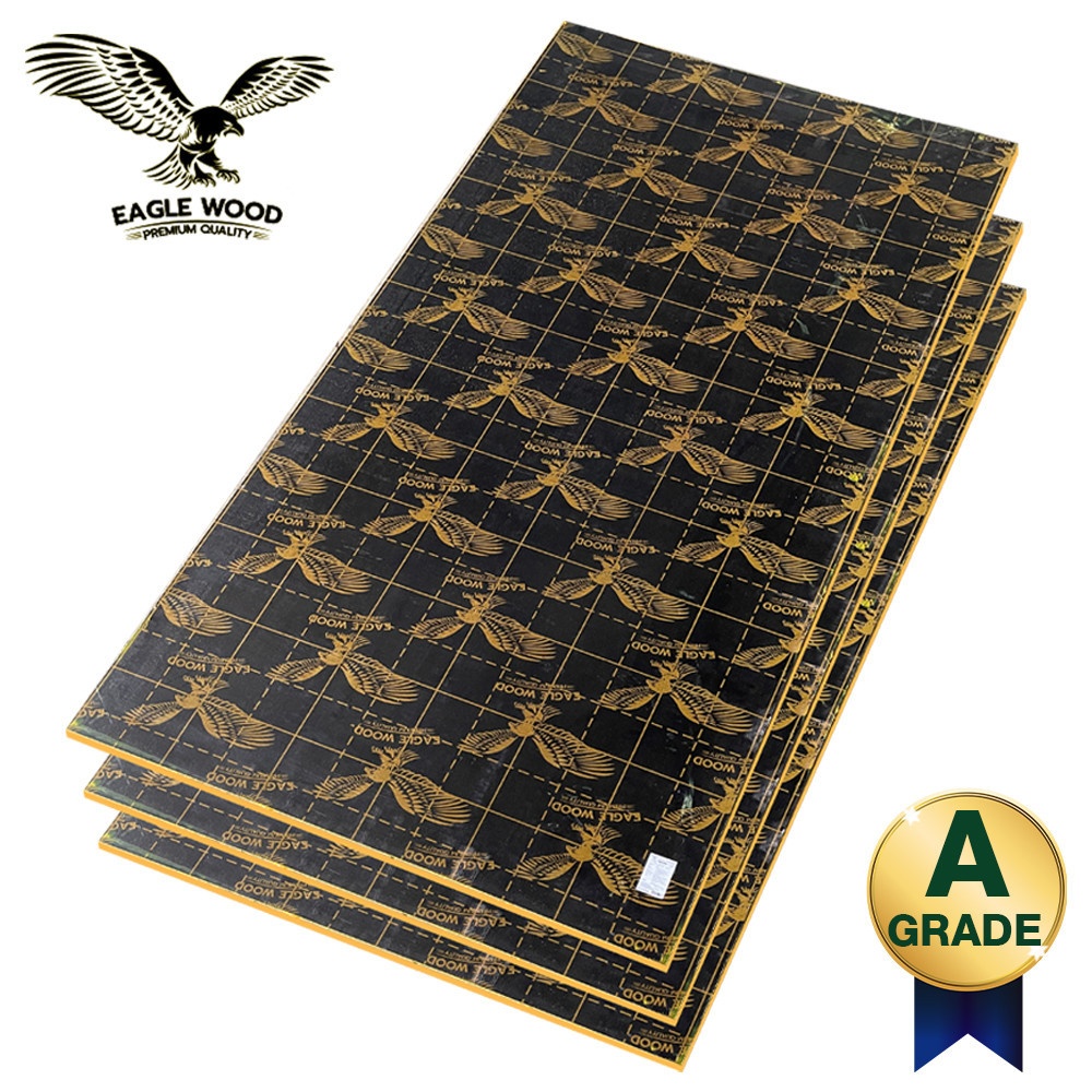 EAGLE WOOD ไม้อัดเคลือบฟิล์มดำ #14(A) 91.5*183 ซม.ขอบสีเหลือง