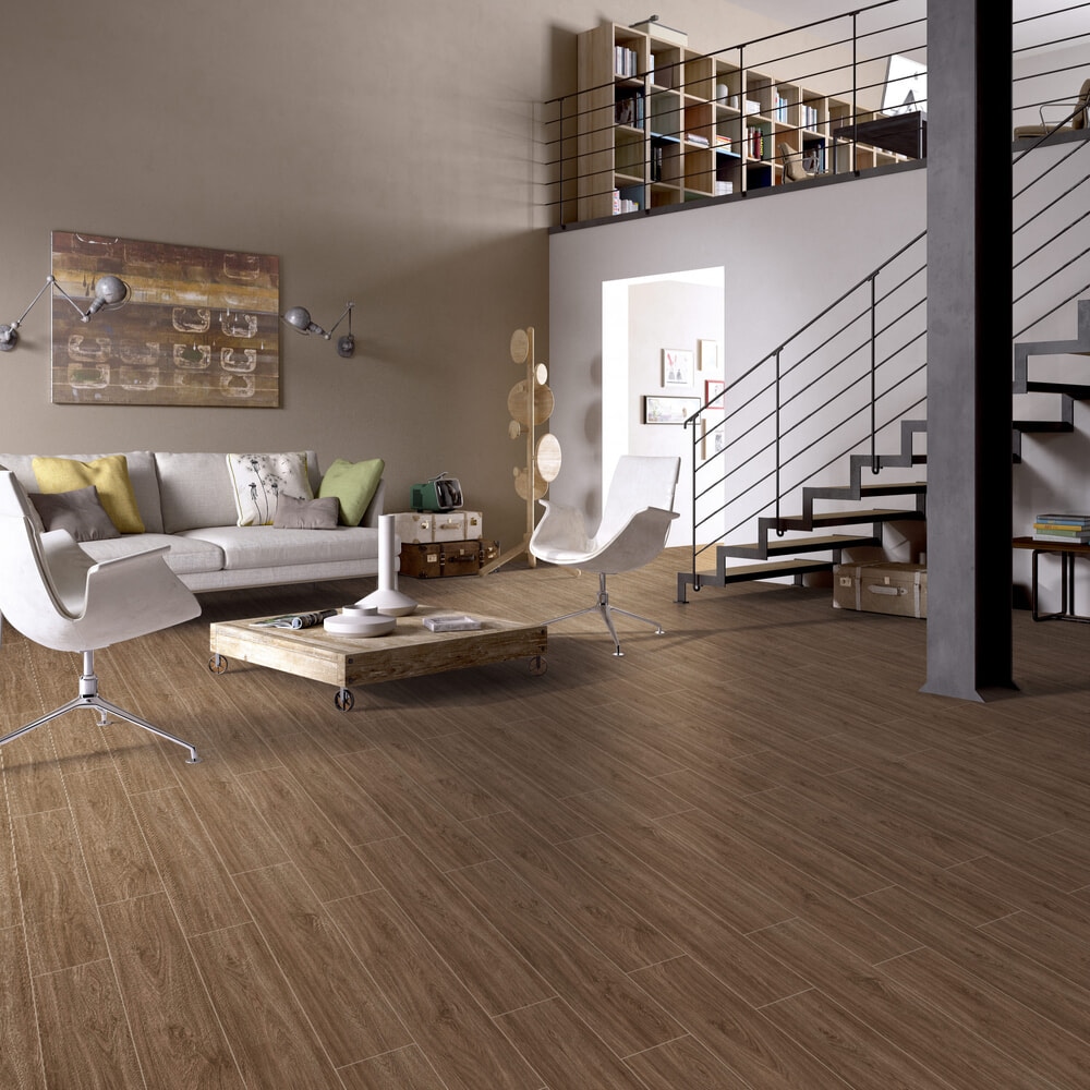 Marbella กระเบื้องปูพื้นลายไม้ 20x100x0.98ซม. รุ่น ไม้วอลนัท 21019 (1.2ตร.ม./กล่อง) (6แผ่น) A.