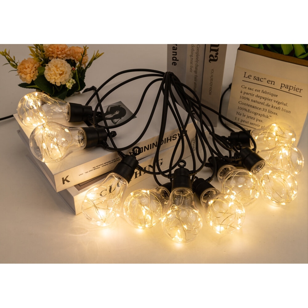 EILON ไฟระย้าตกแต่งเทศกาล โซลาร์เซลล์ 35 หลอด ยาว 20เมตร 50W รุ่น ETDC-20M35D-TXWW แสงวอร์มไวท์