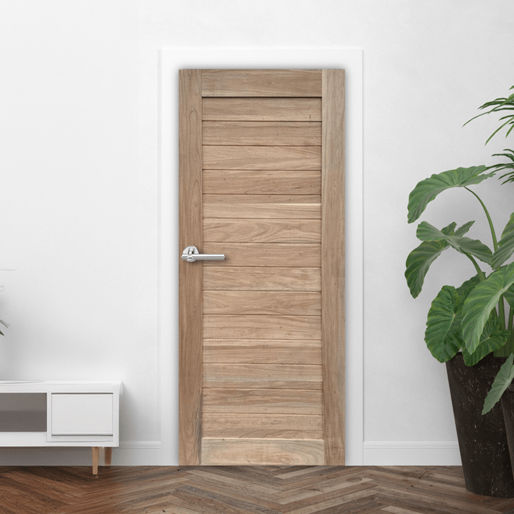 GREATWOOD ประตูไม้มะฮอกกานีบานทึบ เซาะร่อง 90x200ซม.