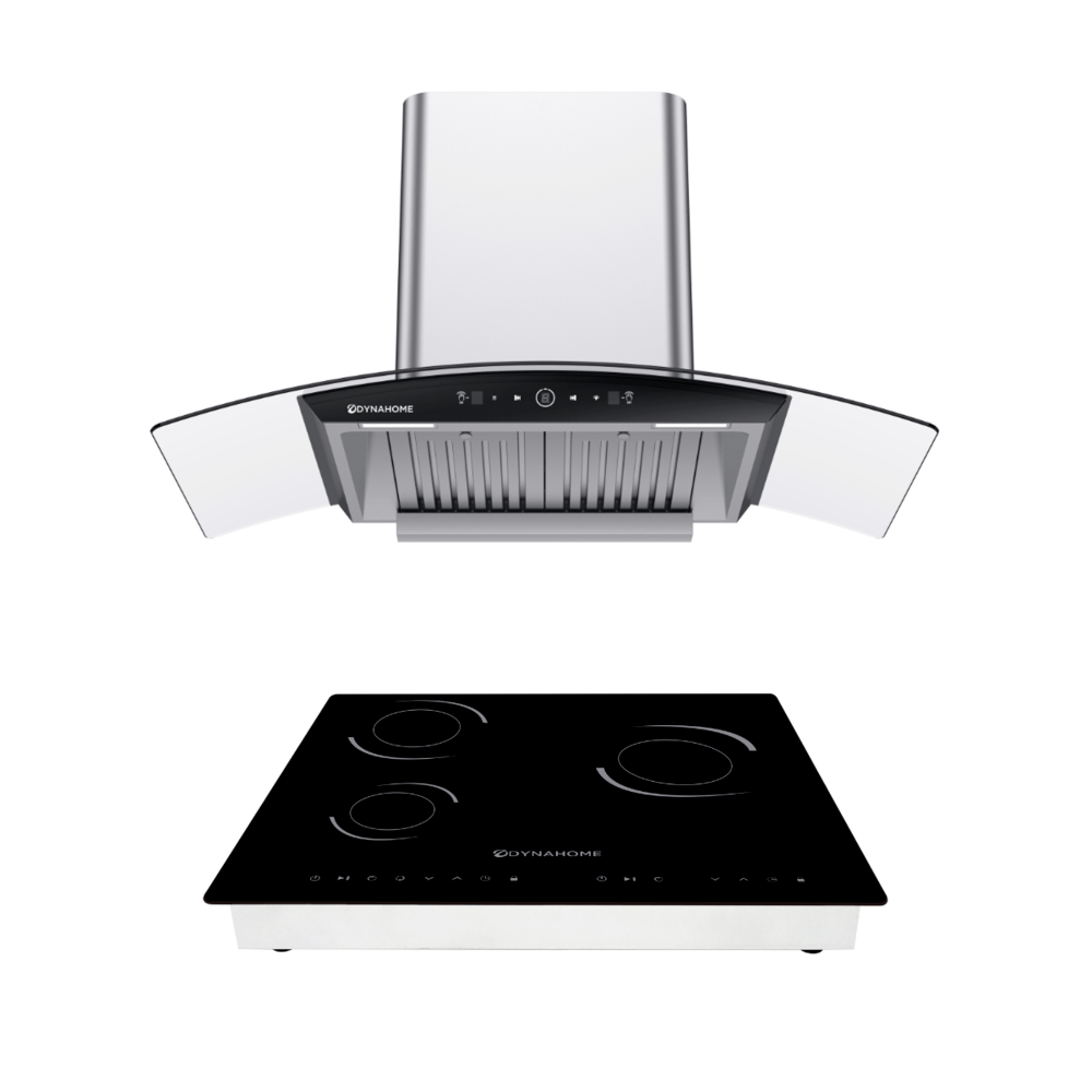 DYNAHOME ชุดเซ็ทเครื่องดูดควัน DH-219-9S + เตาไฟฟ้า DH-301A สีขาว