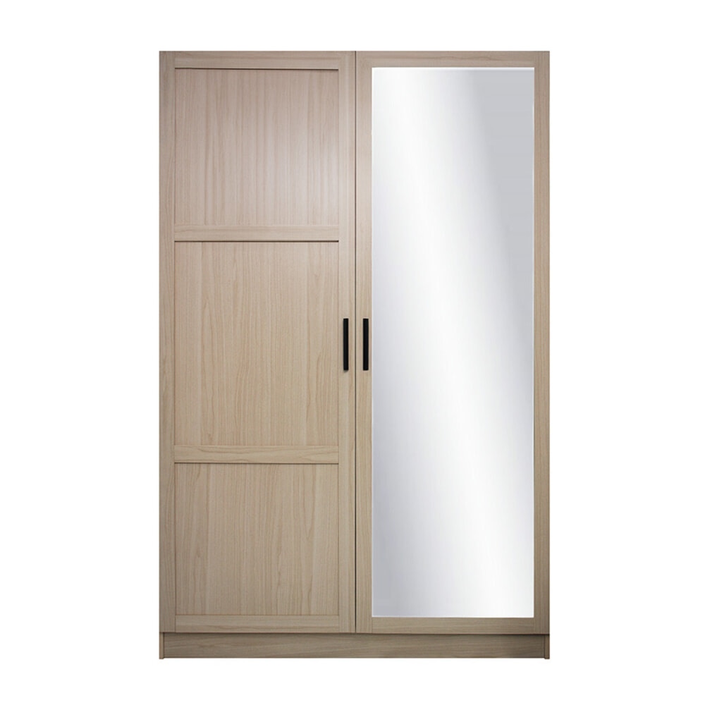 DELICATO ตู้เสื้อผ้า 4 ฟุต 1 บานกระจก 1 บานไม้ รุ่นอแมนด้า ขนาด 119x56x179 ซม.สีบีช