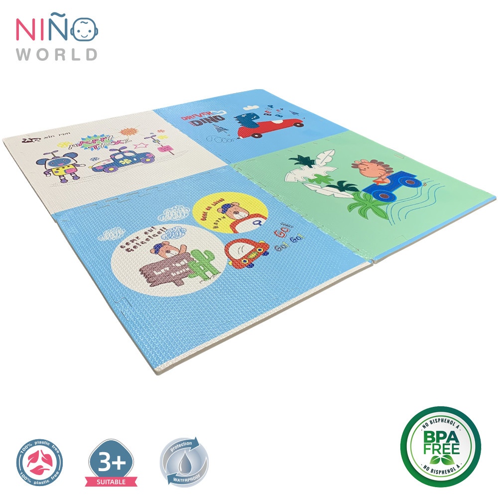 NINO WORLD ชุดแผ่นปูพื้นจิ๊กซอว์ Dino (4 แผ่น) PD-01-4 ขนาด 60x60x1.2 cm.