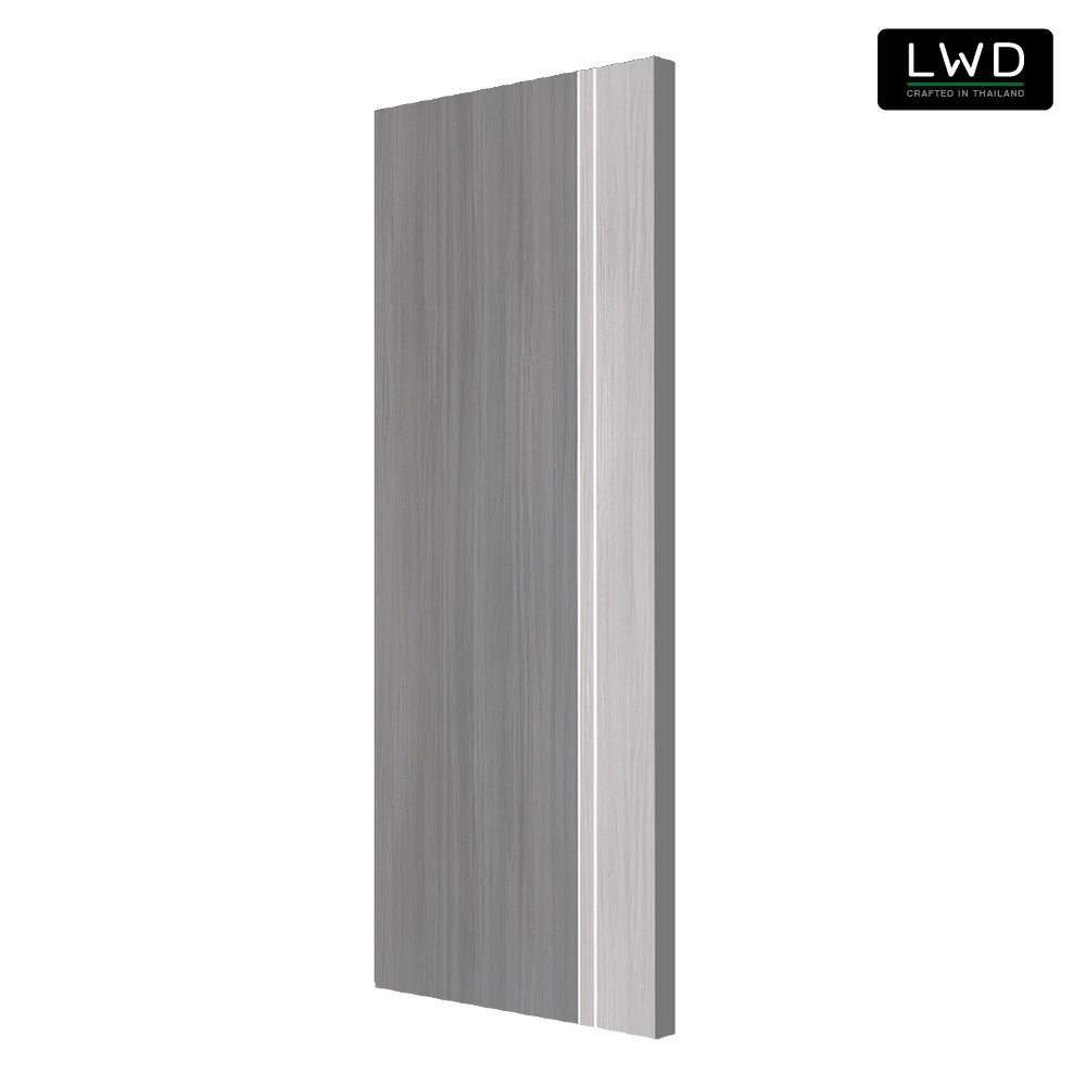 LWD ประตู UDoor UPVC สี Silver Gray+Light Gray ยาแนวสีขาว ขนาด 3.5x80x200 ซม.