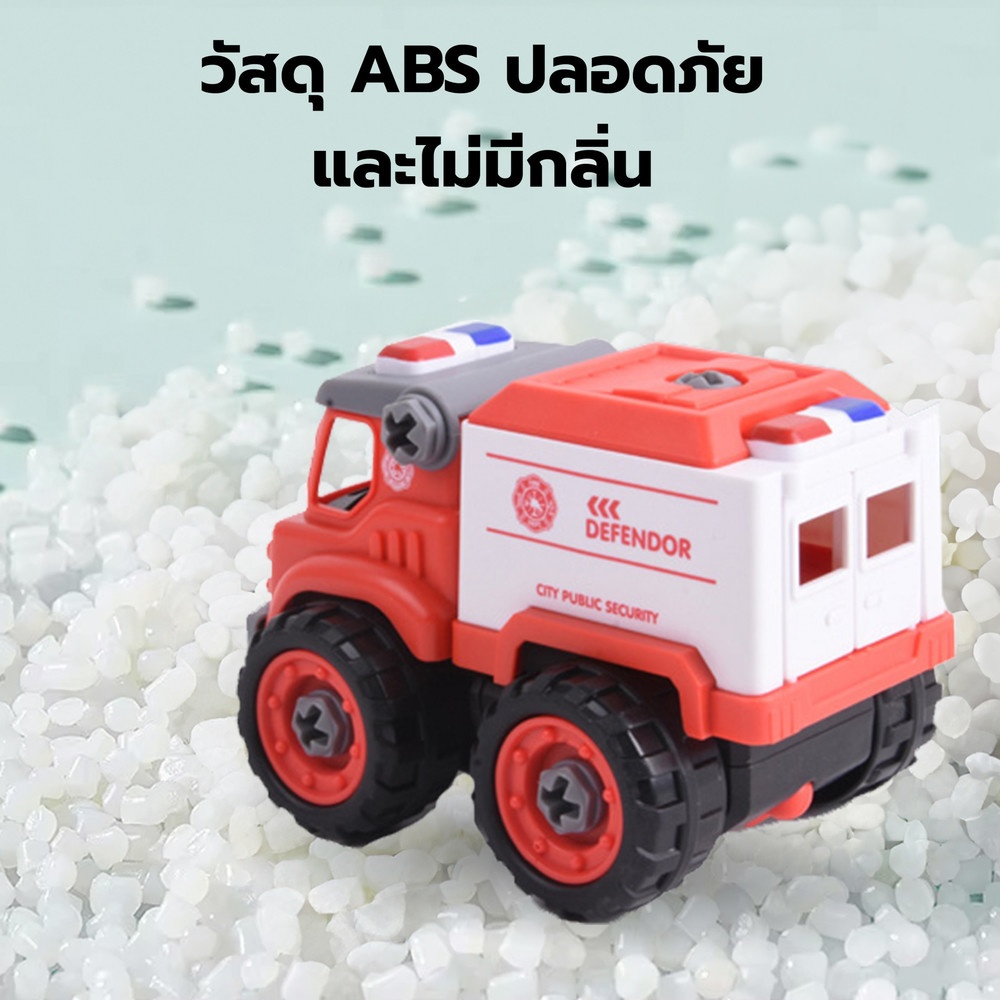 TOYS ของเล่นรถดับเพลิงขนส่งประกอบพร้อมรีโมตคอนโทรล รุ่น#LM9033 ขนาด18.5x9.5x15.5ซม.สีแดง