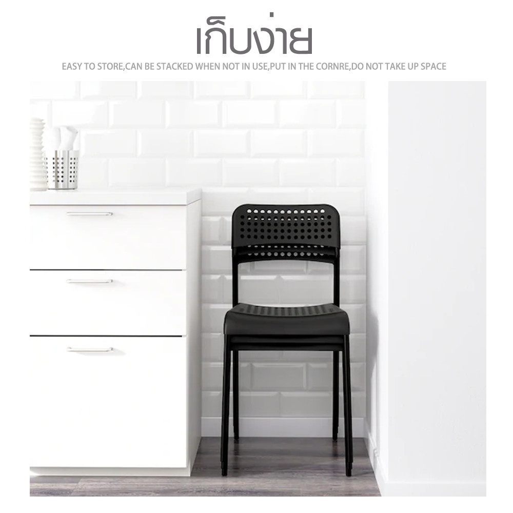 Delicato เก้าอี้พลาสติก 6022-A ขนาด 38.5×55.5×77ซม. สีดำ