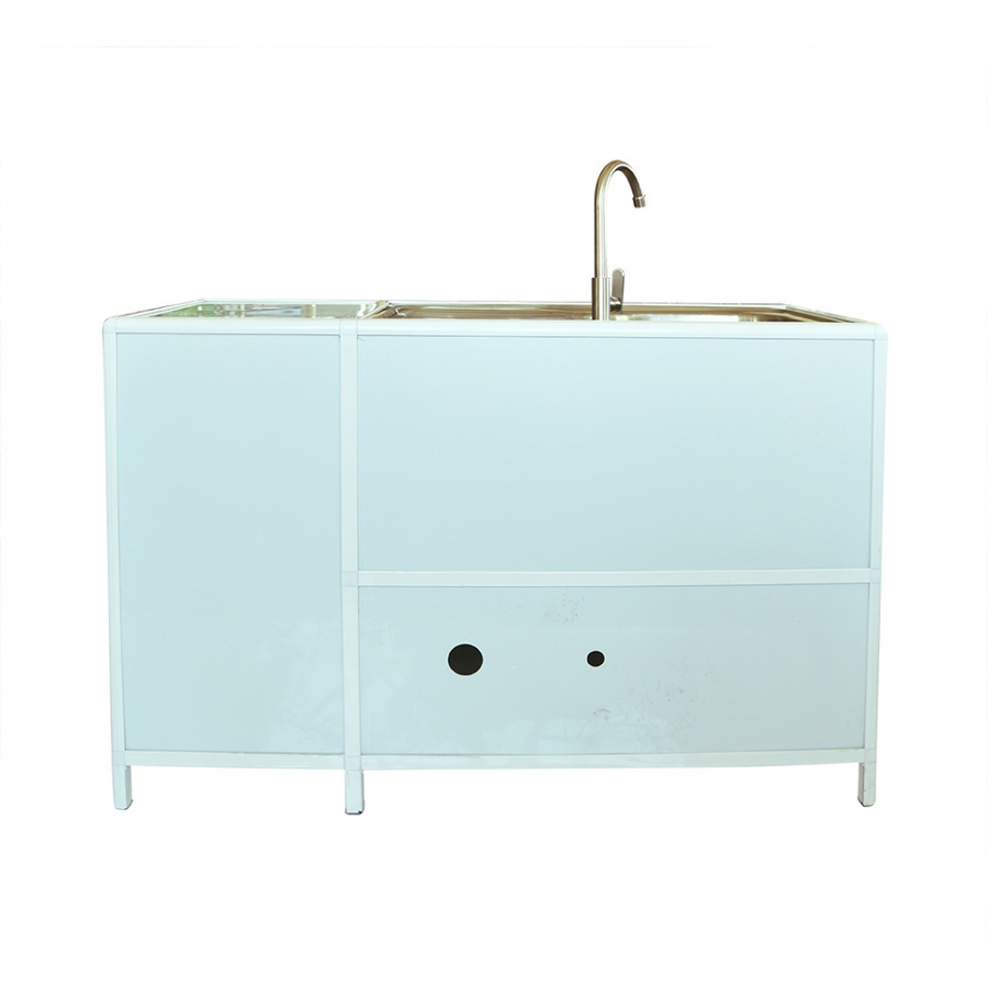 CLOSE ตู้พร้อมซิงค์ล้างจานสเตนเลส 1 หลุมมีที่พัก 119x44x77 ซม.  AURA สีขาว