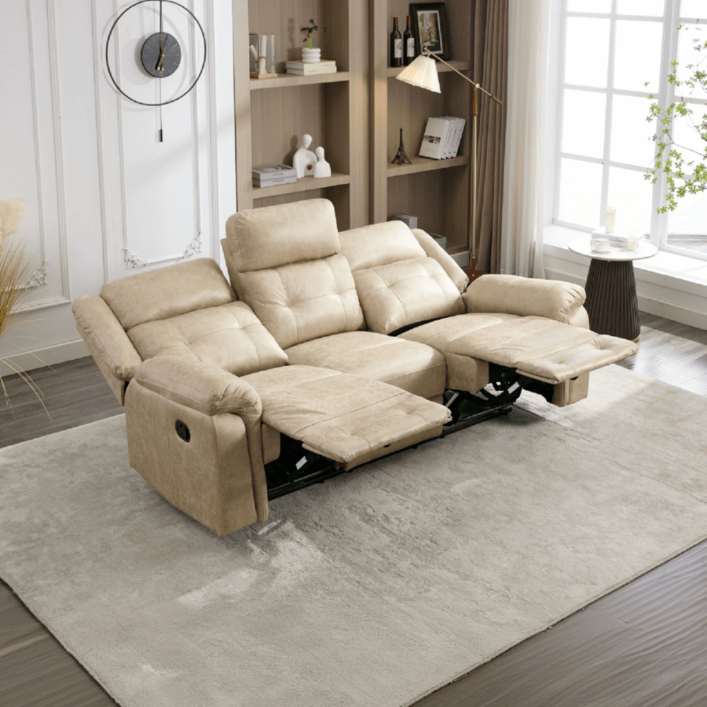 PULITO เก้าอี้พักผ่อนหนังสังเคราะห์ 3 ที่นั่ง รุ่น VINCENT ขนาด 209x96x101.5 ซม. สีเบจ