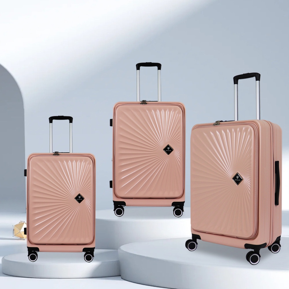 WETZLARS กระเป๋าเดินทาง ขนาด 28 นิ้ว พร้อมช่องใส่ของด้านหน้า รุ่น Blossom-01 ขนาด 29x51x70 ซม. สีชมพูทะเล