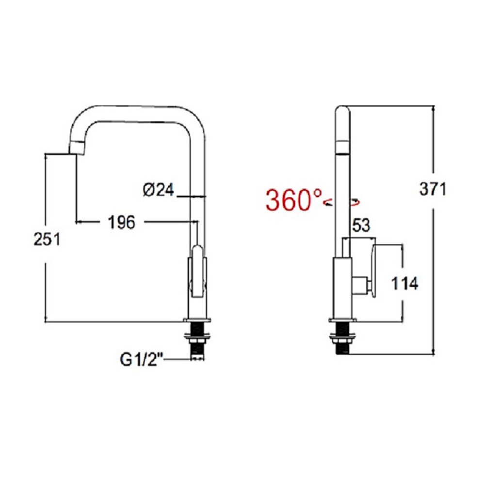 American Standard ก๊อกอ่างล้างจาน แบบติดเคาน์เตอร์ ตัว L รุ่น สลิม A-K5603