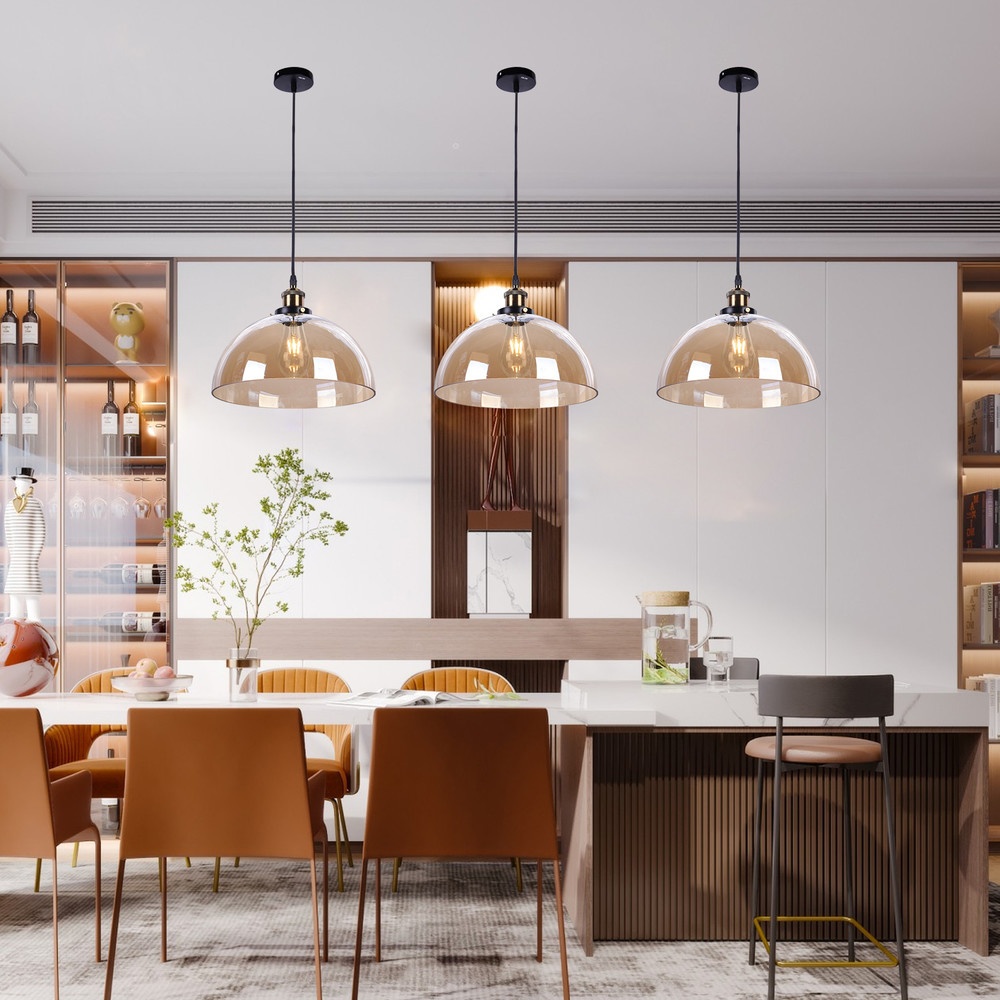 EILON โคมไฟห้อยกระจก ทรงสามเหลี่ยม สไตล์ Loft รุ่น GYFDD-7514 สีใส