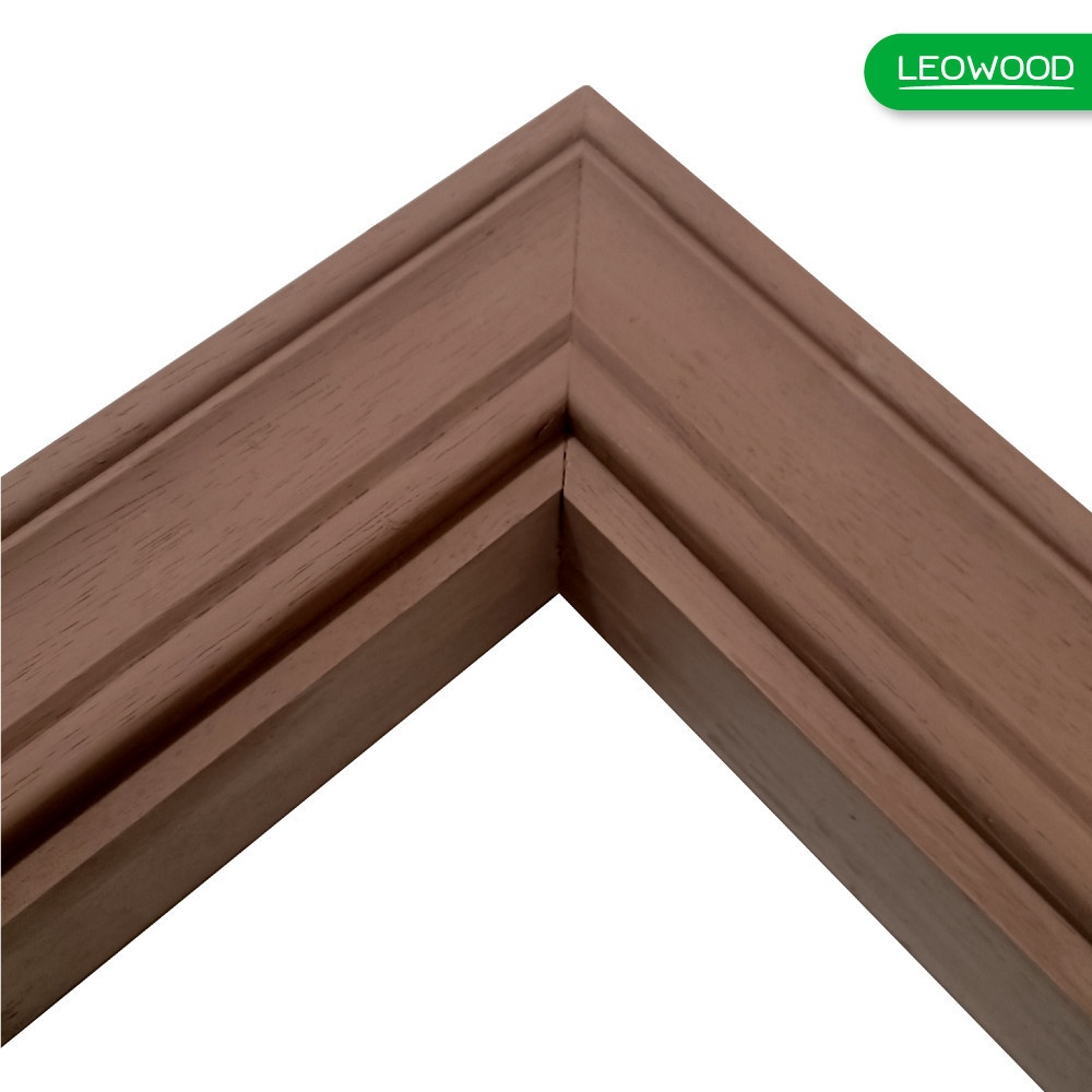 LEOWOOD   ชุดวงกบไม้จริงสีวอลนัท ขนาด (40/90)x80x200+คิ้วไม้ 1 ด้าน หนา 10 x กว้าง 64 มม.
