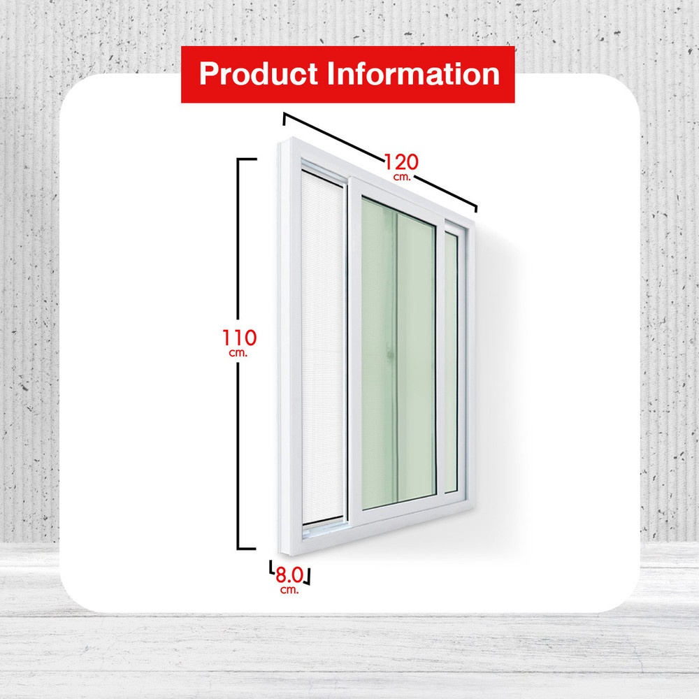 RAKANGTHONG หน้าต่างบานเลื่อนUPVC 120x110 cm. สีขาว