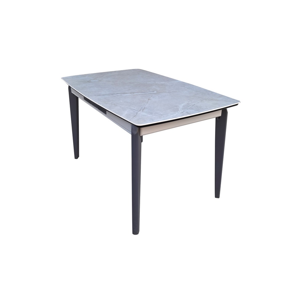 DELICATO ชุดโต๊ะอาหารท็อปลายหินอ่อน 4 ที่นั่ง รุ่น GLOSSIO โต๊ะ: 130x80x75 ซม. เก้าอี้: 46x48x90 ซม. สีเทา