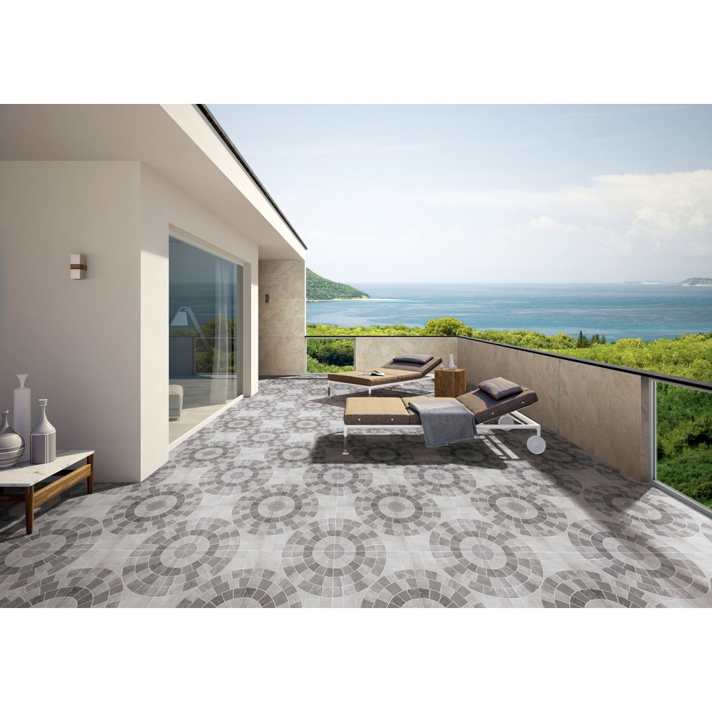 Marbella กระเบื้องเซรามิคปูพื้น 40X40 ซม. รุ่น ไซเคิล บล็อก เกรย์ AG58 Matt (12P)