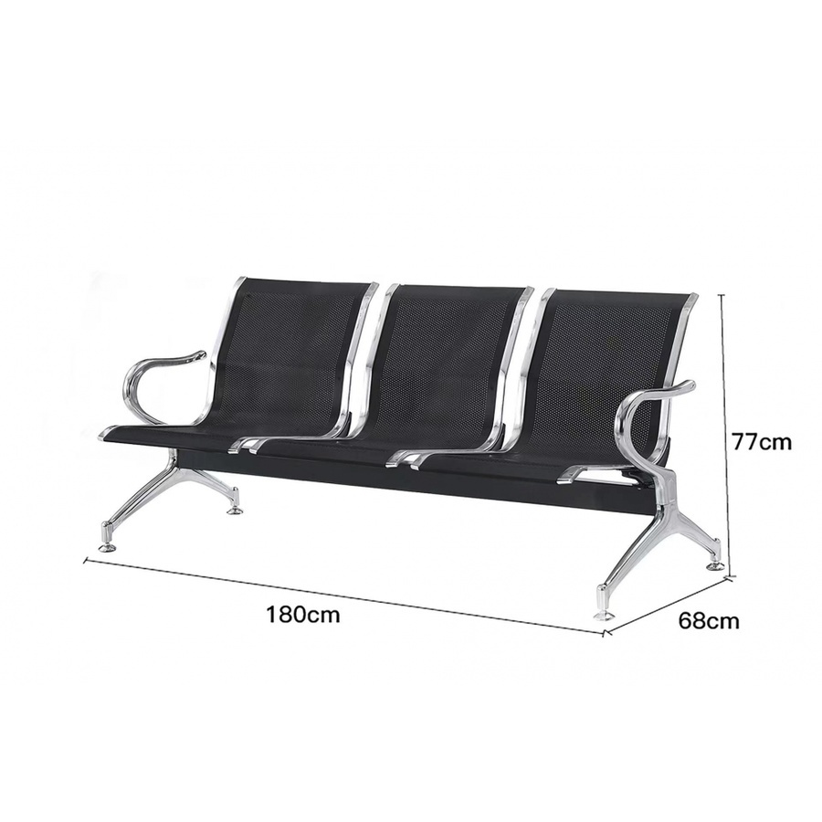 SMITH เก้าอี้แถว 3 ที่นั่ง รุ่น SJ8888C-BK ขนาด 68×175×77ซม. สีดำ (1/3)