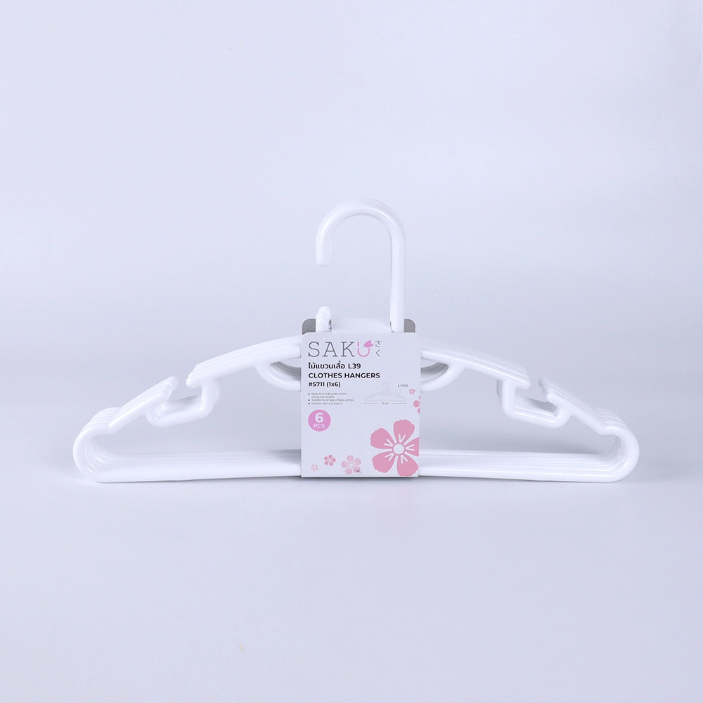SAKU ไม้แขวนเสื้อเด็ก รุ่น 5712 ขนาด 32x16 ซม. 6ชิ้น/แพ็ค