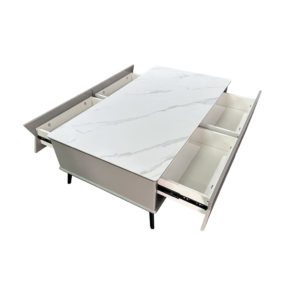 DELICATO โต๊ะกลางหน้าท็อปหินอ่อน รุ่น TARO ขนาด 130x70x42 ซม. สีเทาอ่อน