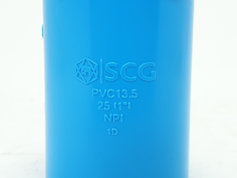 SCG ข้อต่อตรงเกลียวนอกทองเหลือง หนา 1"(25) ชั้น 13.5 สีฟ้า