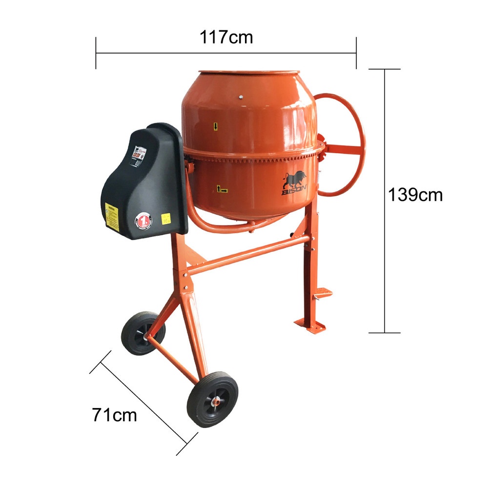 BISON เครื่องโม่ผสมปูน ขนาด 180ลิตร (800วัตต์) รุ่น CMS-180-N สีส้ม