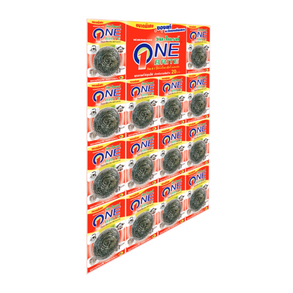 One-Brite ฝอยขัดสเตนเลสใหญ่พิเศษ ขนาด 8 กรัม รุ่น 205-82 (14ชิ้น/แผง)