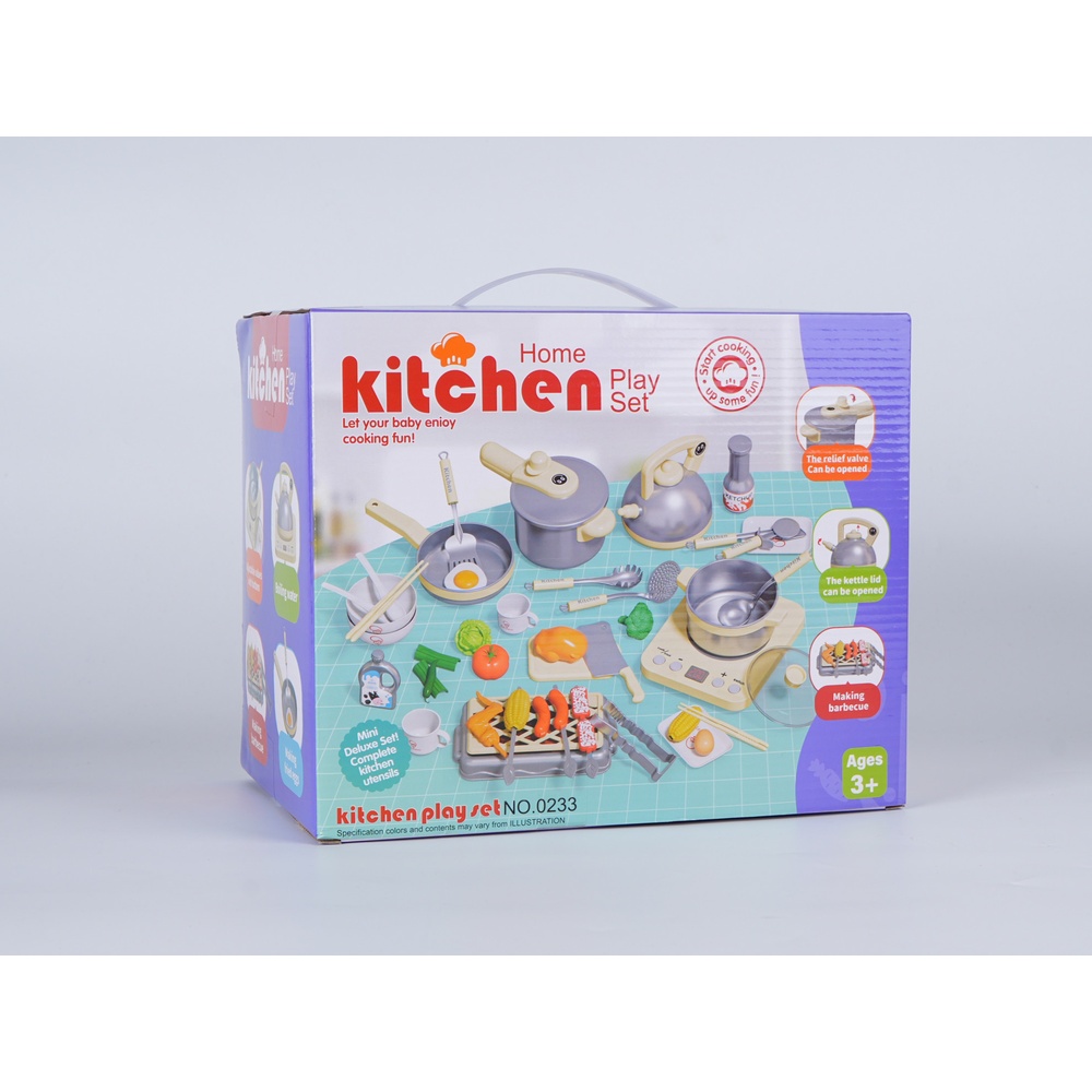 TOYS ชุดของเล่นอุปกรณ์ครัวและอุปกรณ์ครบเซ็ท(46ชิ้น) รุ่น 0233 ขนาด 28x18x23 ซม. คละสี